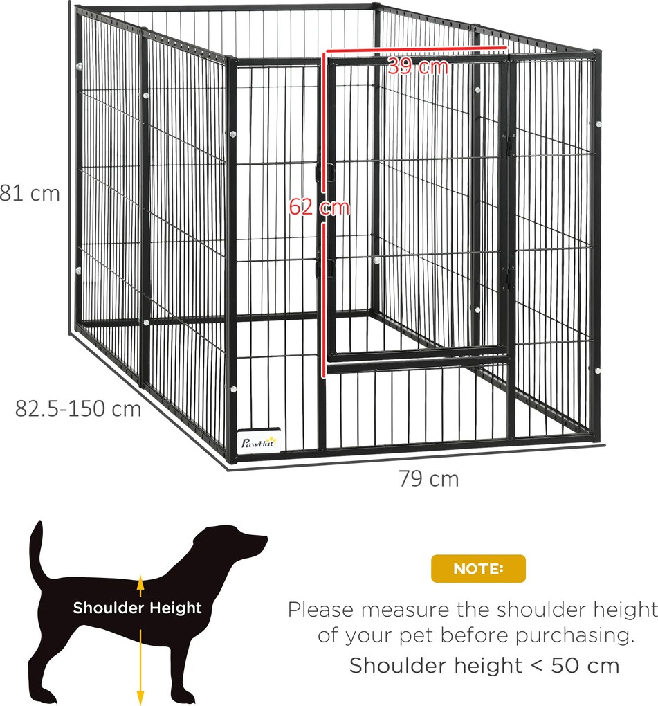 PawHut Parc pentru câini cu 6 panouri Reglabil Gard metalic pentru animale de companie cu cadru din oțel 82,5-150x79x81 cm Negru | Aosom Romania
