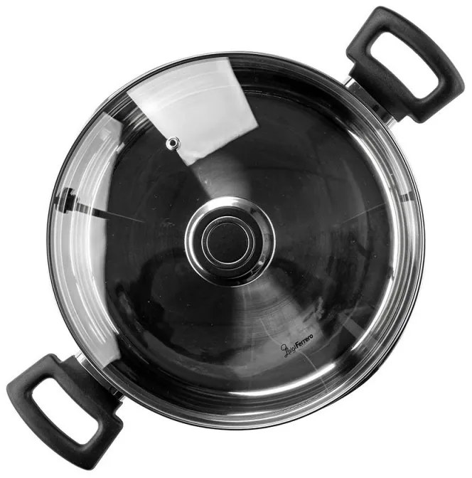 Cratiță Luigi Ferrero Sophia FR-3406, 26x14 cm, 7 l, Oțel 18/10, Capac din sticlă, Inducție, Inox