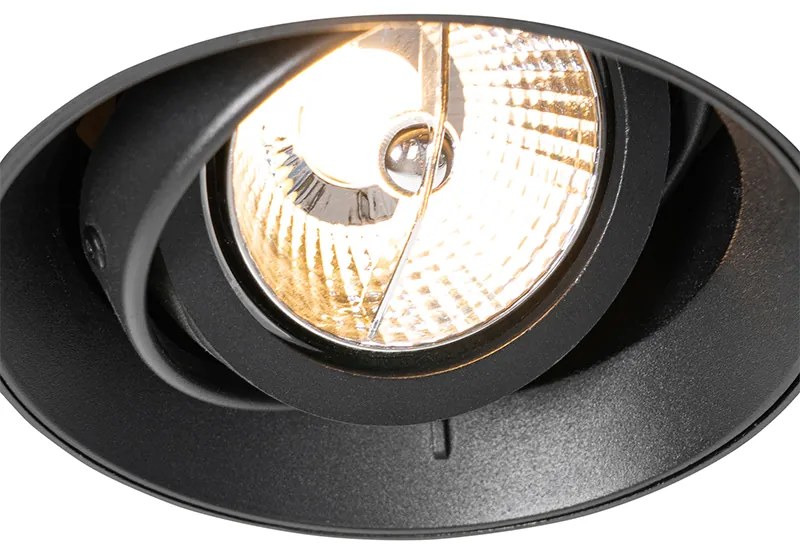 Spot modern îngropat negru GU10 AR70 rotund fără cadru - Oneon