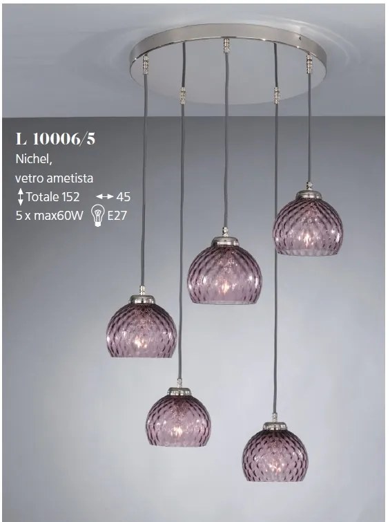 Lustra moderna cu 5 pendule design italian 10006 Amethyst