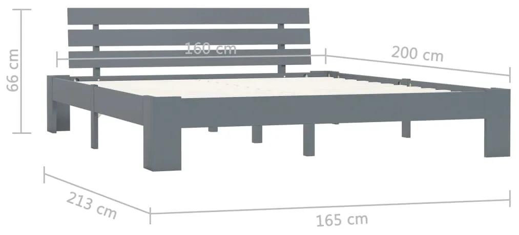 Cadru de pat, gri, 160 x 200 cm, lemn masiv de pin Gri, 160 x 200 cm