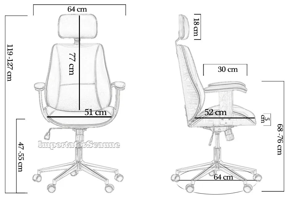 Scaun directorial din piele ecologica OFF 1606 negru