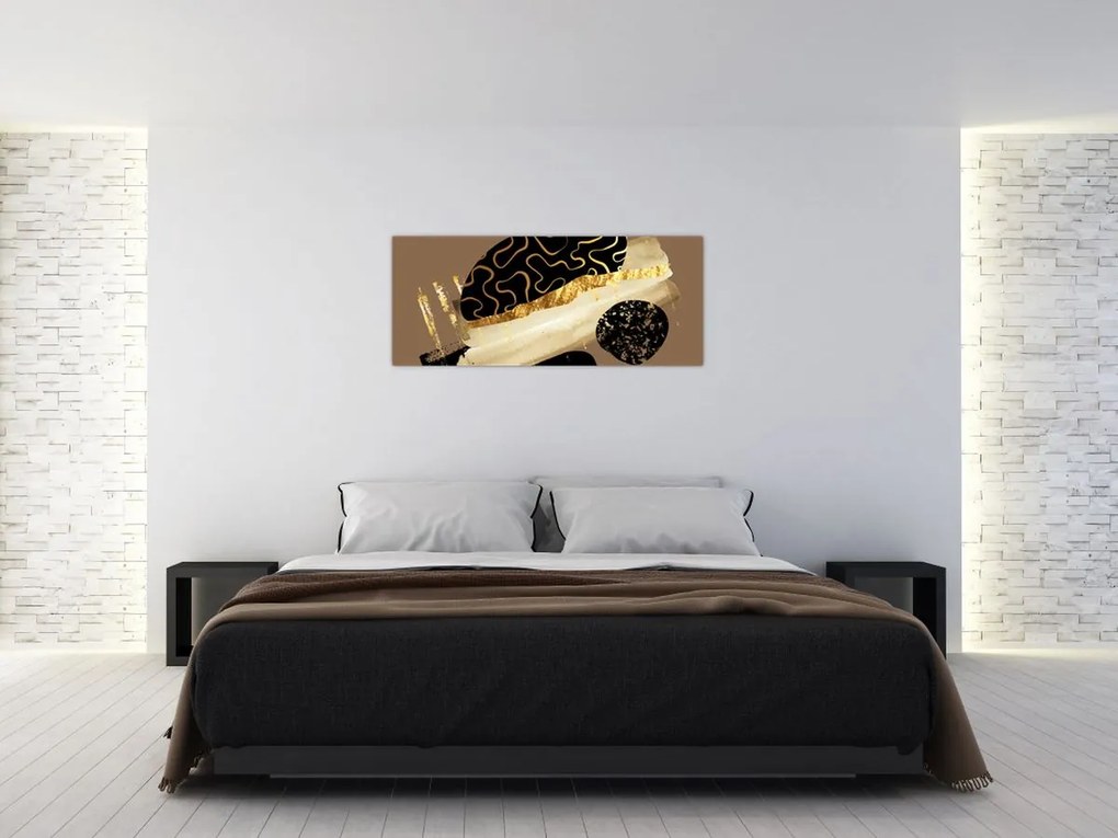 Tablou - Abstracție maro auriu N⁰3 (120x50 cm)