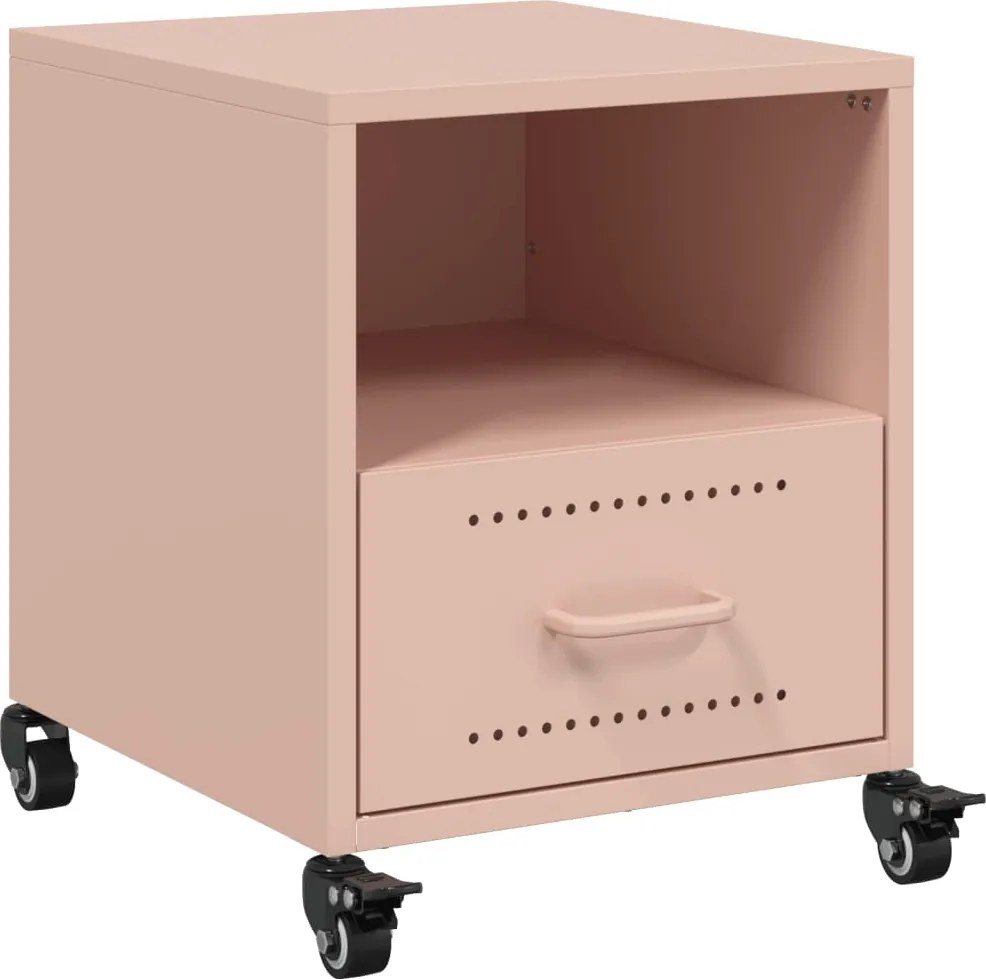 vidaXL Noptieră, roz, 36x39x43,5 cm, oțel
