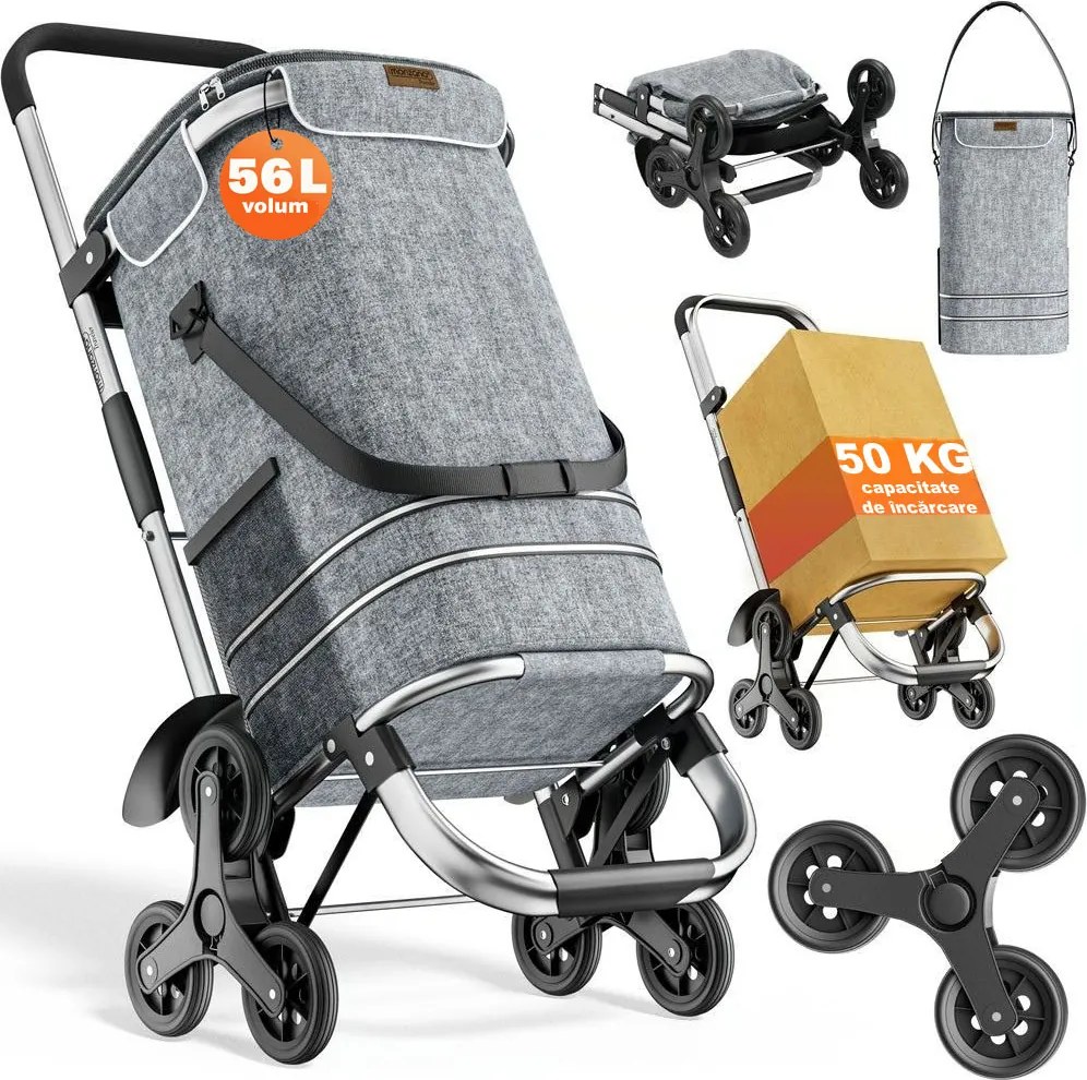 Geantă de cumpărături pe roți EASY, 50L, gri Monzana