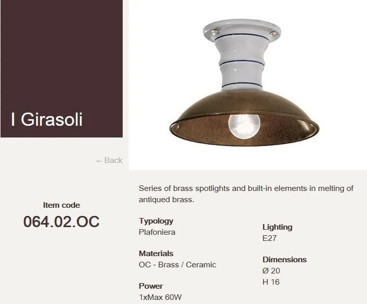 Plafonier clasic fabricat manual diametru 20cm I Girasoli 064.02.OC