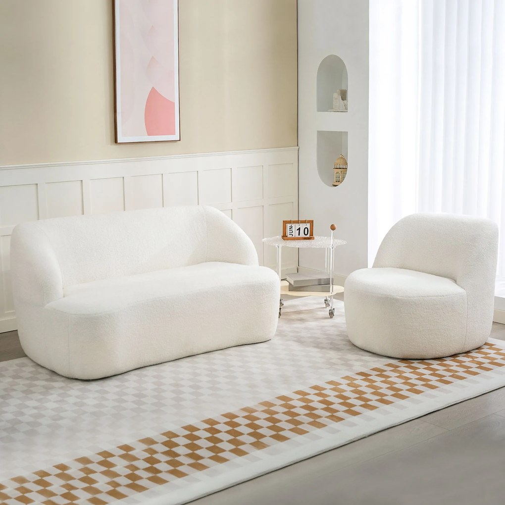 HOMCOM Fotoliu pentru Living în Stil Modern cu Spătar Ergonomic Crem | Aosom Romania