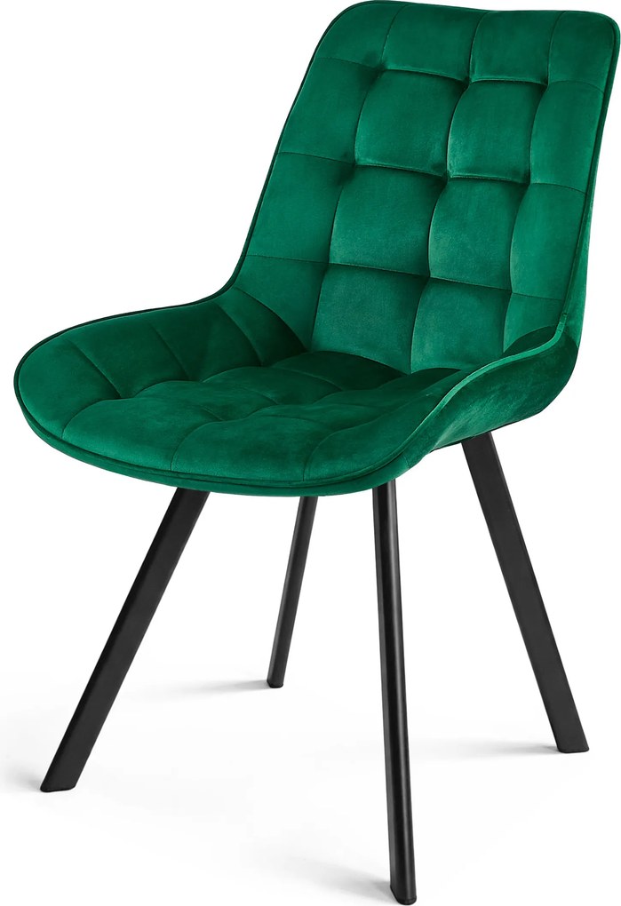 Scaun de masa SORIA VELVET cu picioare negre, verde