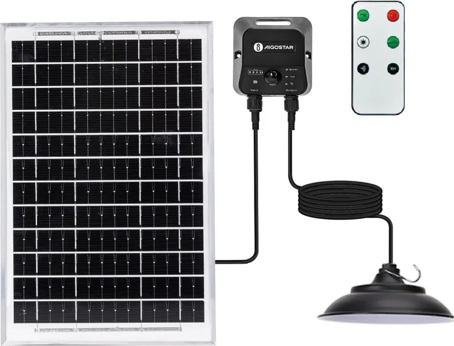 Aigostar - Lustră solară LED pe cablu cu senzor LED/3,7V 6000 mAh IP65 + telecomandă