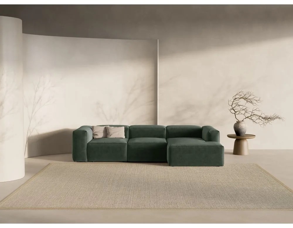 Colțar verde (cu colț pe partea dreaptă/cu șezlong) Bergamo – Cosmopolitan Design