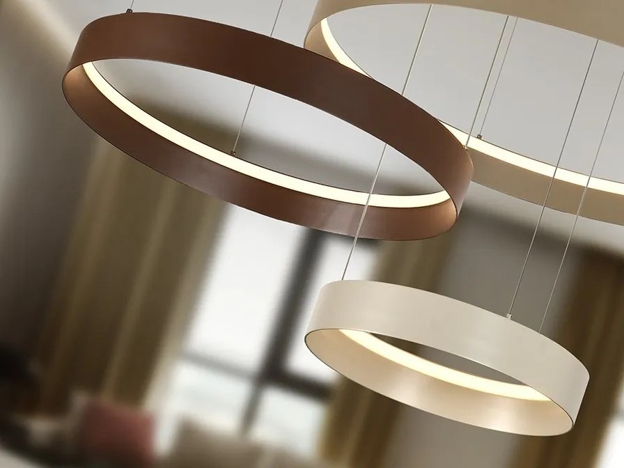 Lustra cu 3 inele colorate LED CCT si telecomanda Halos