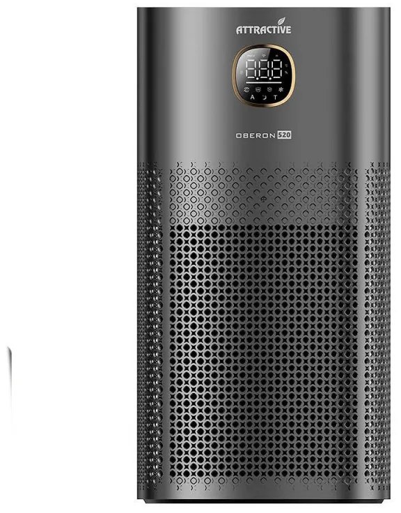 Purificator de aer atractiv OBERON 520, 50W, Pana la 62 m², Wi-Fi, 5 viteze, Temporizator, Mod de noapte, Telecomanda, Senzor inteligent de poluare, Gri inchis