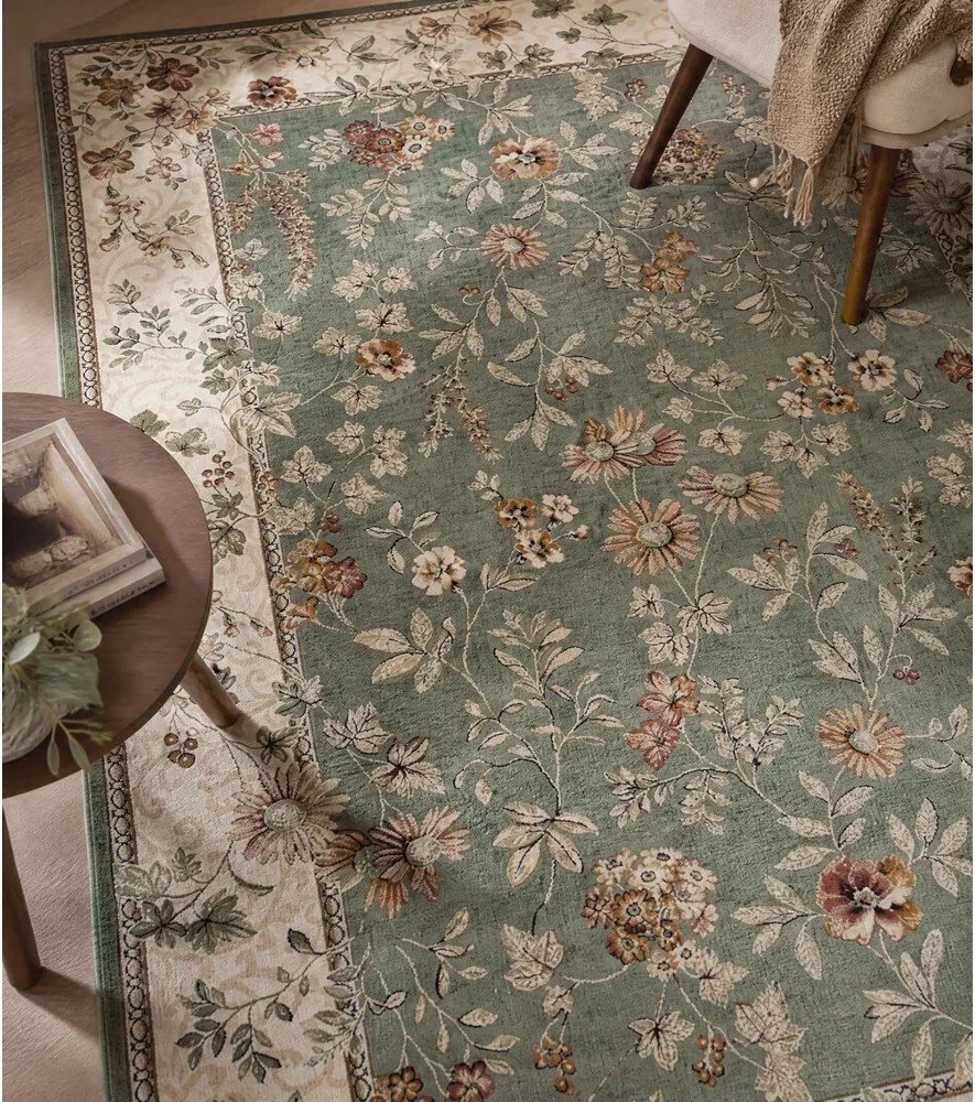 Covor verde/crem din viscoză 160x230 cm Oriental – Nouristan