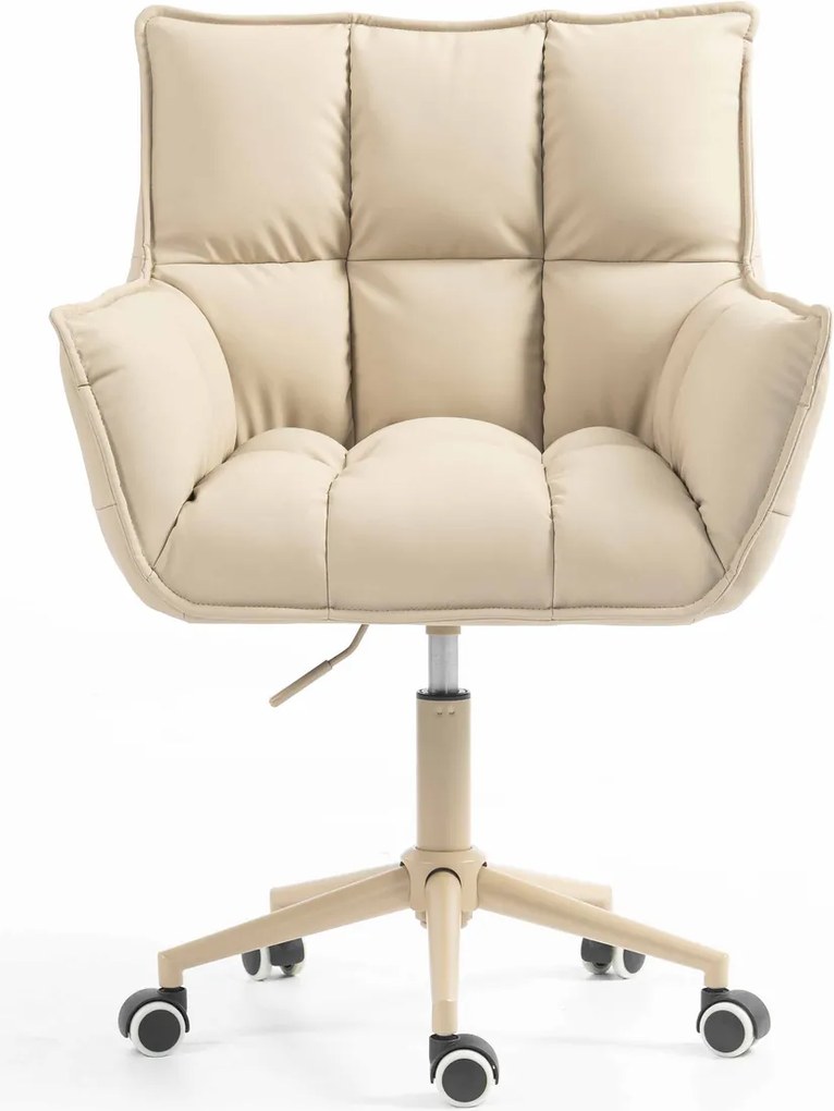 HR560K Scaun Crem Piele Ecologica Premium Soft cu Bază Crem
