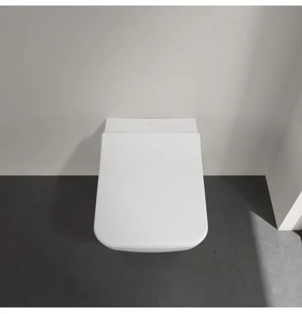 Set vas WC rimless suspendat, Villeroy&amp;Boch Venticello, DirectFlush, cu capac inchidere lenta, 37.5x56cm, Alb Alpin, 4611RS01