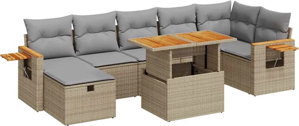 vidaXL Set canapele de grădină cu perne, 5 piese, bej, poliratan