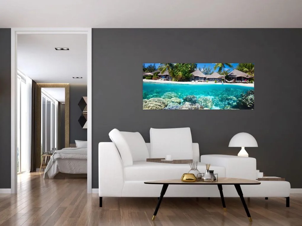 Tablou cu plaja pe insulă tropicală (120x50 cm)