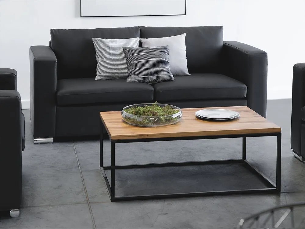 Canapea 3 locuri HEINOLA (piele) (negru). Promo -56%. 1019378