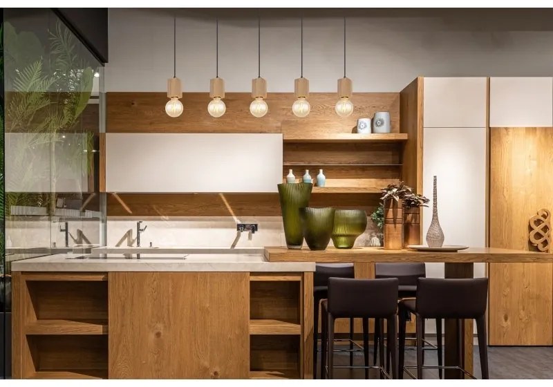 Lustra cu 5 pendule design industrial ERNA maro