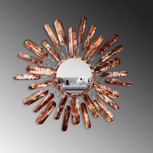 Oglindă de perete SUN d. 75 cm maro