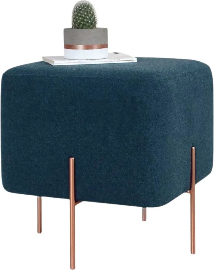 Taburet COPPER 62, stofa clasica albastru inchis, 40x40x42 cm