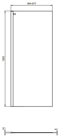 Perete lateral 90 cm negru mat Ideal Standard Connect 2