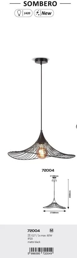 Pendul design modern Sombrero negru