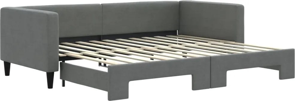 vidaXL Pat de zi cu extensie, gri închis, 90x200 cm, textil