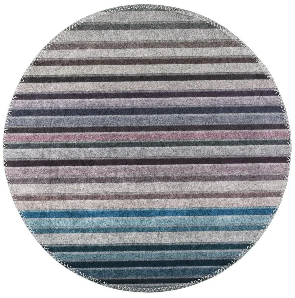 Covor albastru/gri lavabil rotund ø 80 cm – Vitaus