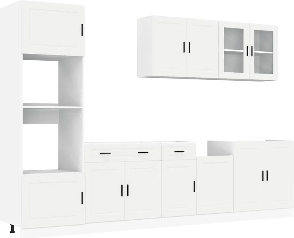 vidaXL Set dulap de bucătărie din 7 piese „Porto” Lemn prelucrat alb