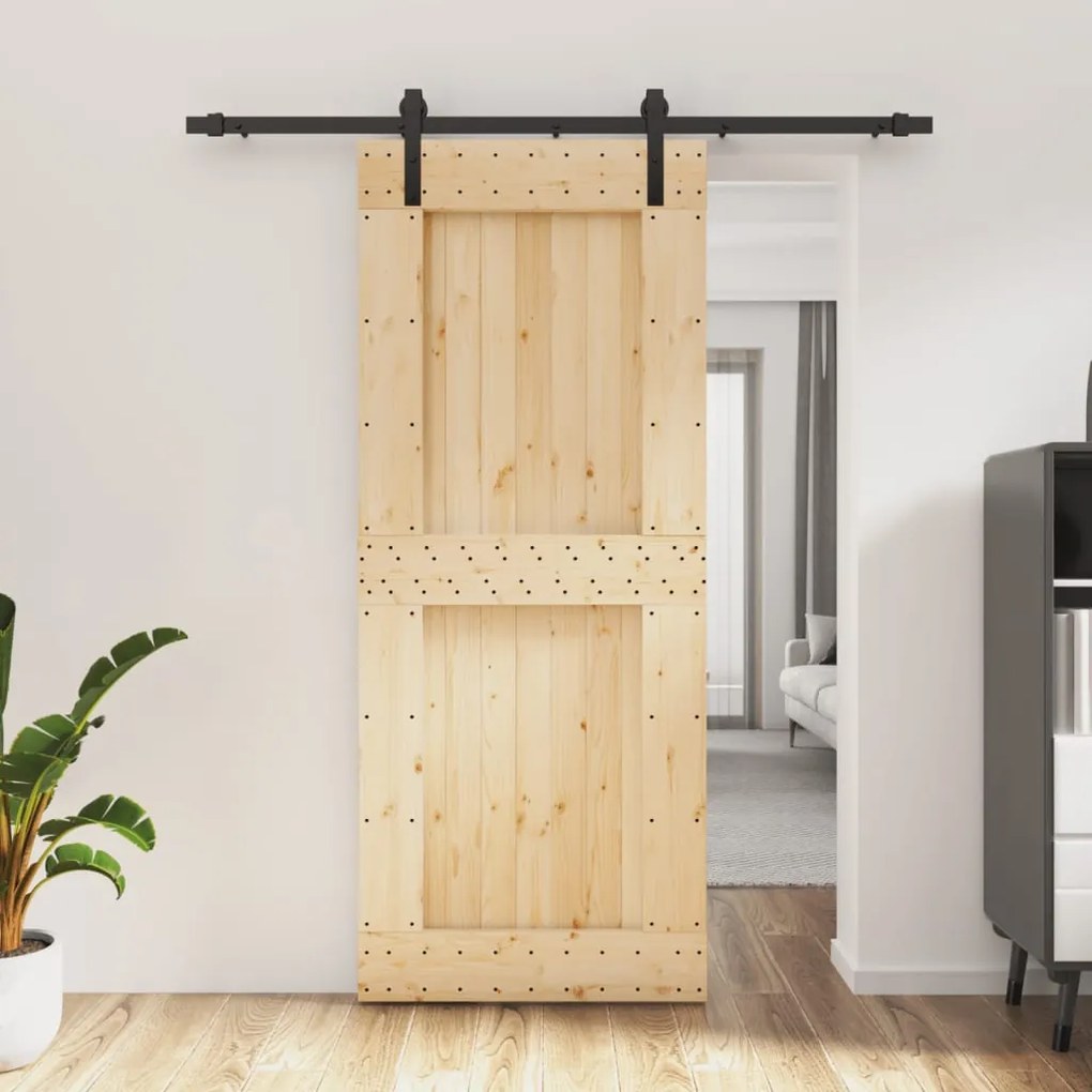 vidaXL Ușă glisantă cu set de feronerie 85x210 cm, lemn masiv de pin