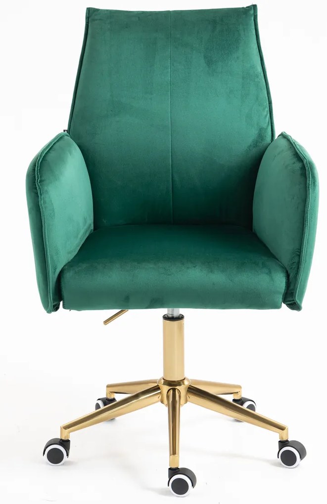HR280K Scaun Verde din Catifea cu Bază Aurie