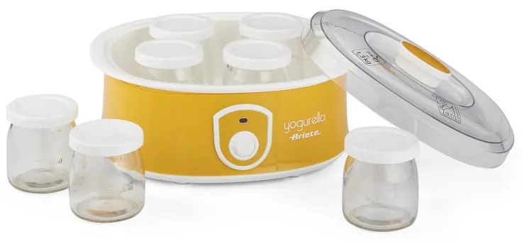 Aparat preparare iaurt Ariete YOGURELLA 0617/00, 20 W, 1.3 L, 7 borcane, Usor de curatat, Galben