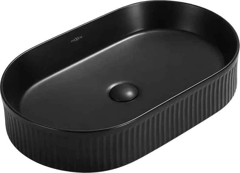 Mexen Grovo lavoar de blat canelat 49 x 31 cm, negru mat - 22304985