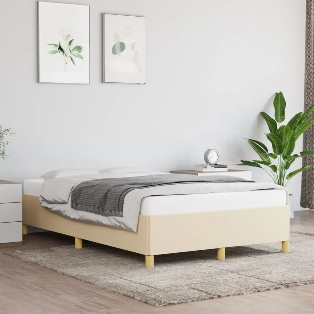 vidaXL Cadru de pat fără saltea, crem, 120x200 cm, textil