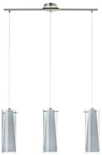 EGLO 90305 - Pendul PINTO NERO 3xE27/60W sticlă fumurie