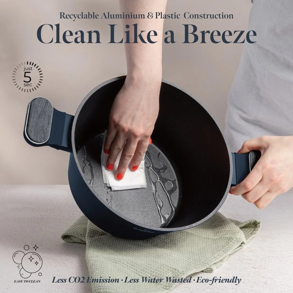 Set oale si tigai cu capace si ustensile 15 piese Deep Sea Berlinger Haus BH8382, albastru mat, antiaderente, compatibile inductie