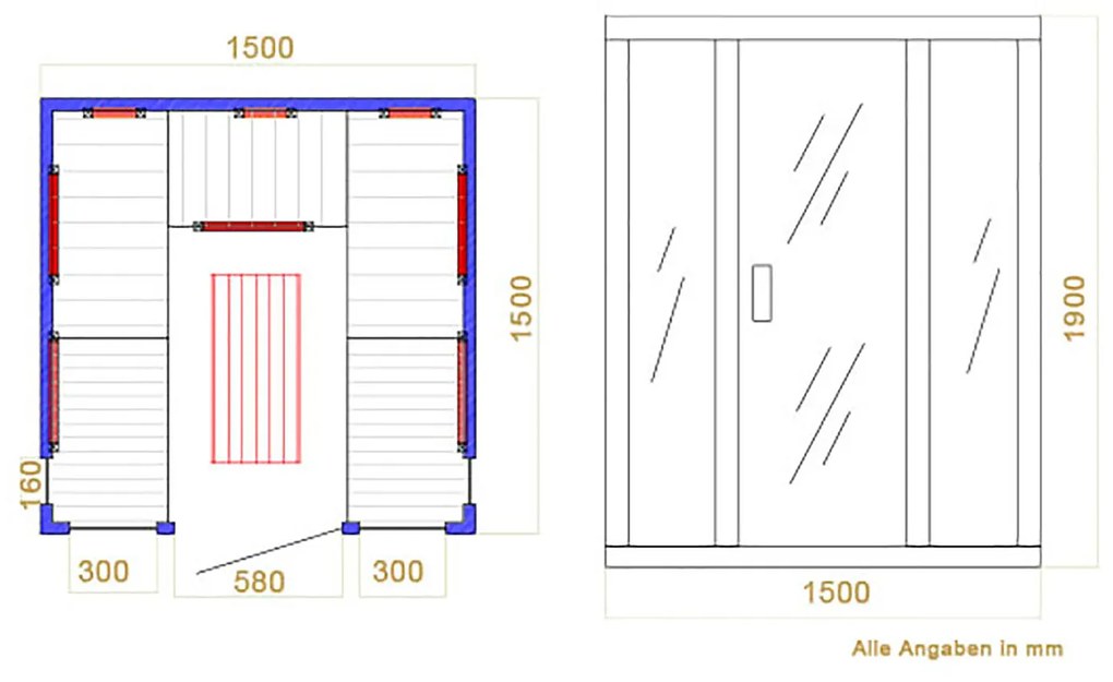 Infračervená sauna/ tepelná kabína Helsinki 150 s triplexným vykurovacím systémom a drevom Hemlock