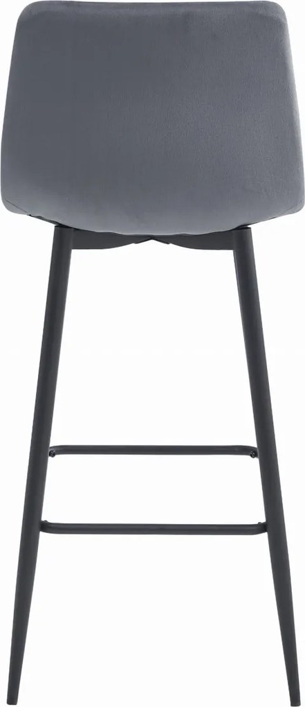 Scaun de bar ARCETO VELVET cu picioare negre, gri inchis