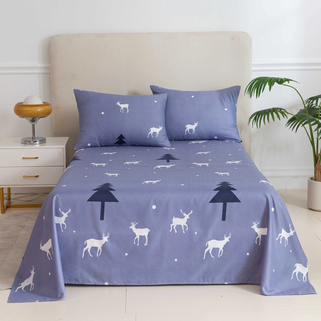 Cearsaf si fata de perna DEER AND TREE Dimensiune: 50 x 70 cm | 140 x 240 cm