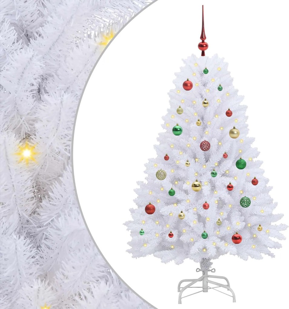 vidaXL Brad de Crăciun artificial cu ramuri articulare Alb 150 cm