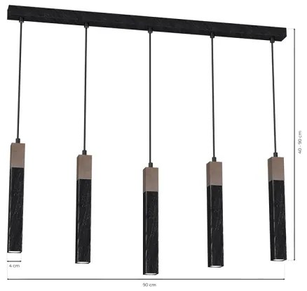 Lustră pe cablu SOLO 5xGU10/MR11/40W/230V negru