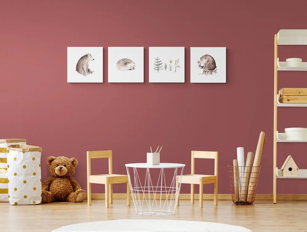 Set tablouri animăluțe de pădure în stilul minimalist