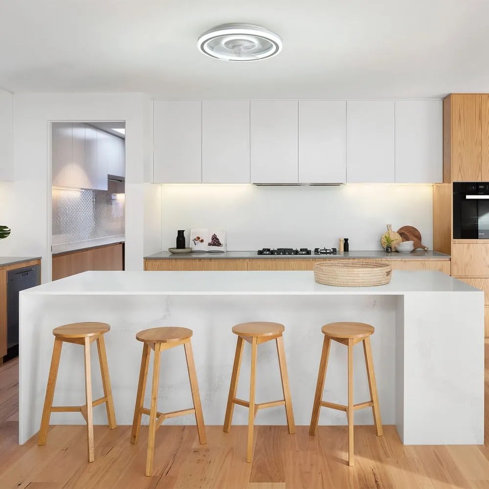 Plafonieră albă LED cu control prin telecomandă/cu ventilator Alan – SULION