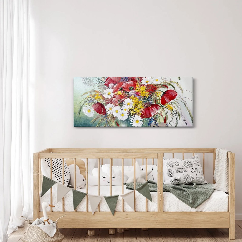 Tablou - Vază cu flori sălbatice (120x50 cm)