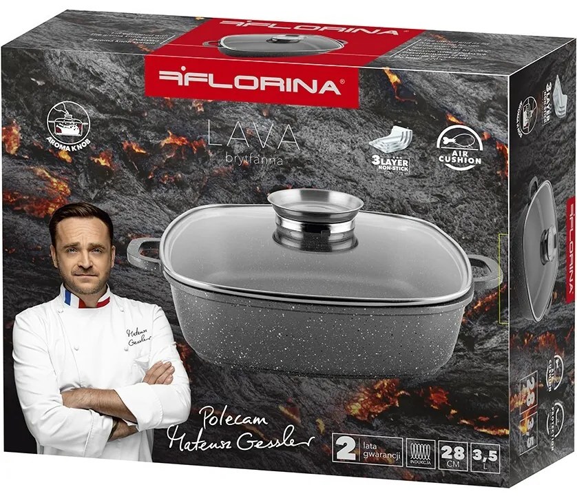 Florina Tigaie din aluminiu cu capac aromat Lava 3,5 l, 28 × 28 × 7,5 cm