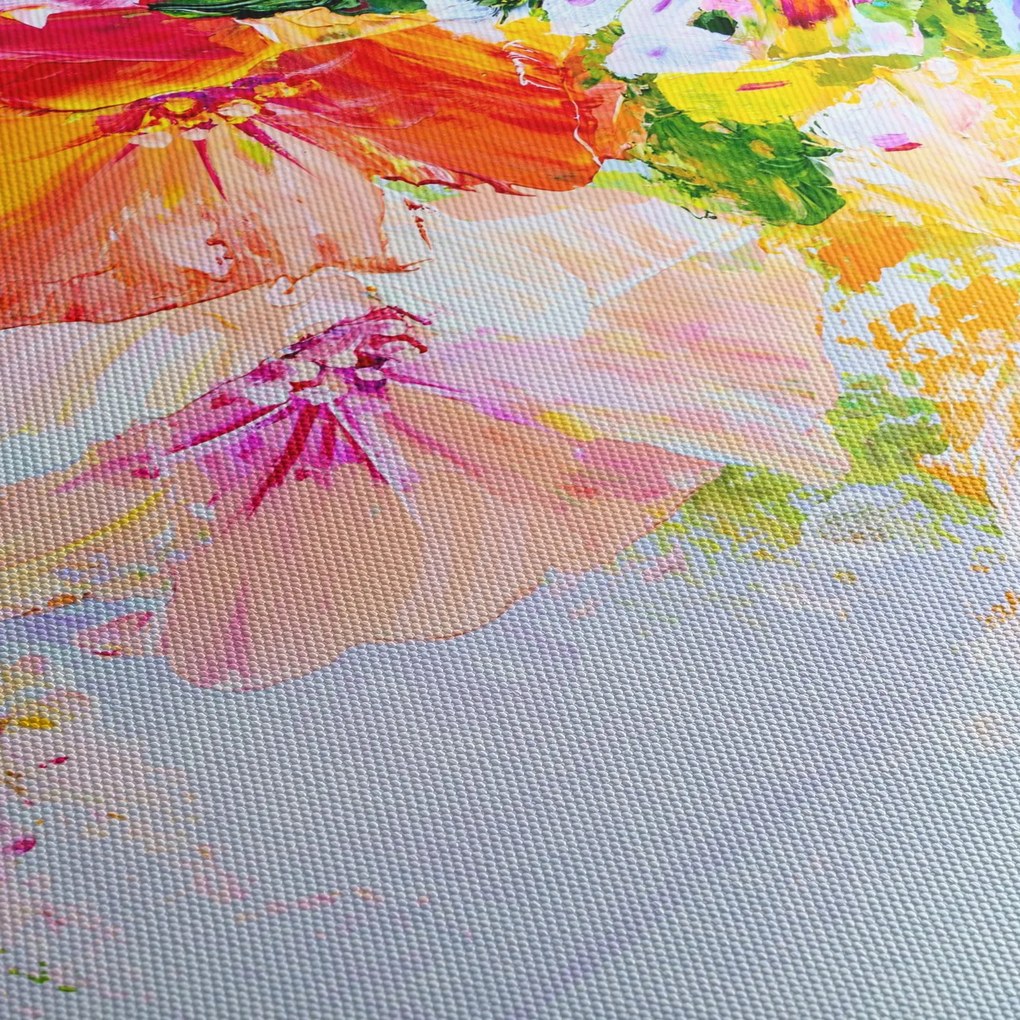 Tablou - Flori,pictură (cu ceas) (90x30 cm)