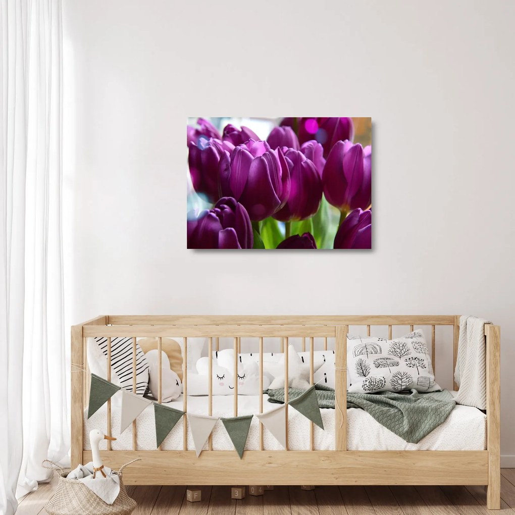 Tablou pe sticlă cu lalele (70x50 cm)