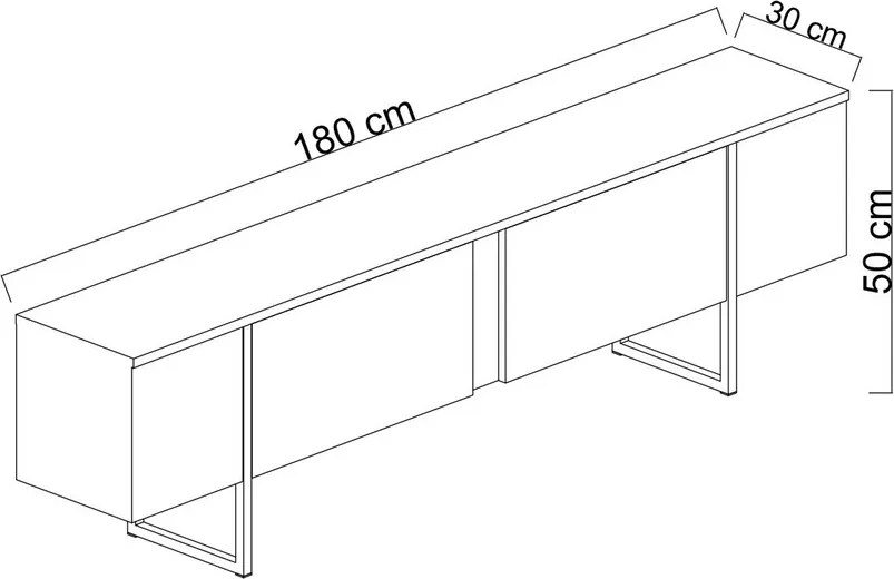 Comoda TV, Hanah Home, Luxe, 180x30x50 cm, Travertin / Auriu