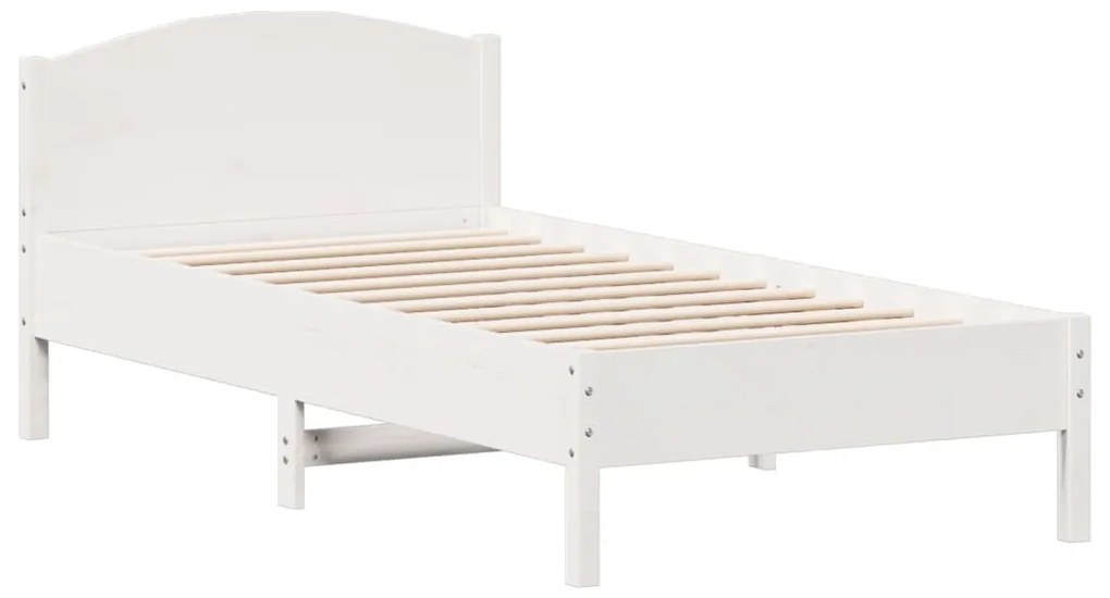 842623 vidaXL Cadru de pat cu tăblie, alb, 90x190 cm, lemn masiv pin